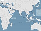 Mapa unikátního přeletu německých bojových letounů na cvičení v indo-pacifické...