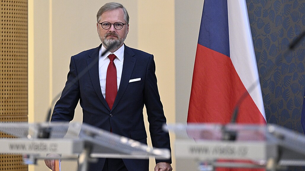 Premiér Petr Fiala po jednání vlády (17. srpna 2022)
