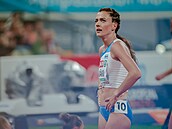 Kristiina Mäki po finálovém závodě na 1500 metrů na atletickém ME v Mnichově.