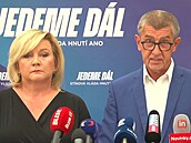 Předseda ANO Andrej Babiš a šéfka poslaneckého klubu hnutí Alena Schillerová na...
