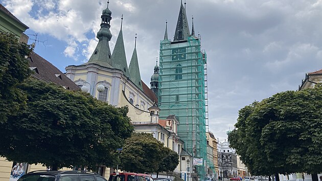Věž u kostela Všech svatých v Litoměřicích.