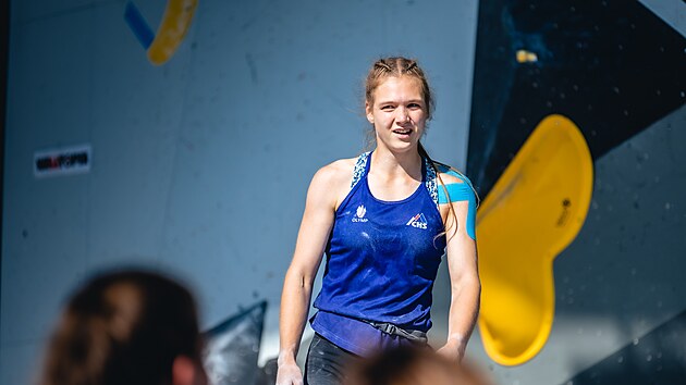 esk lezkyn Elika Adamovsk sout na multisportovnm evropskm ampiontu v Mnichov v discipln bouldering.