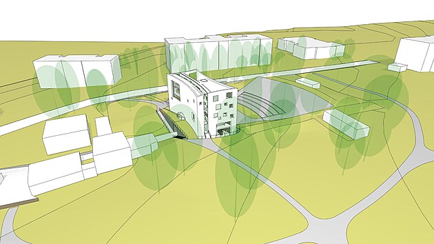 Vizualizace nové knihovny v Turnově od studia A69 - architekti