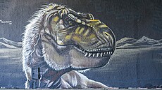 Praha. Mural zdobící podjezd Vídeské pod elezniní tratí v Kri. Dílo...