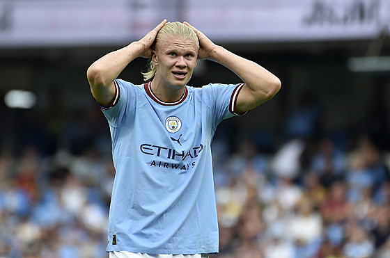 Erling Haaland z Manchesteru City v zápase proti Crystal Palace.