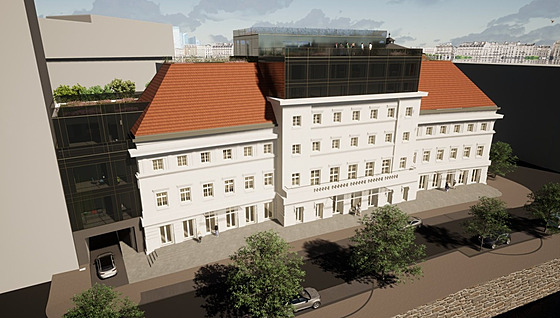 Vizualizace přestavby bývalých městských lázní na Denisově nábřeží v Plzni.