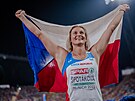 eská otpaka Barbora potáková se raduje ze zisku bronzové medaile na...