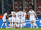 Fotbalisté ázerbájdánského Karabachu slaví vedoucí gól v zápase o Ligu mistr...