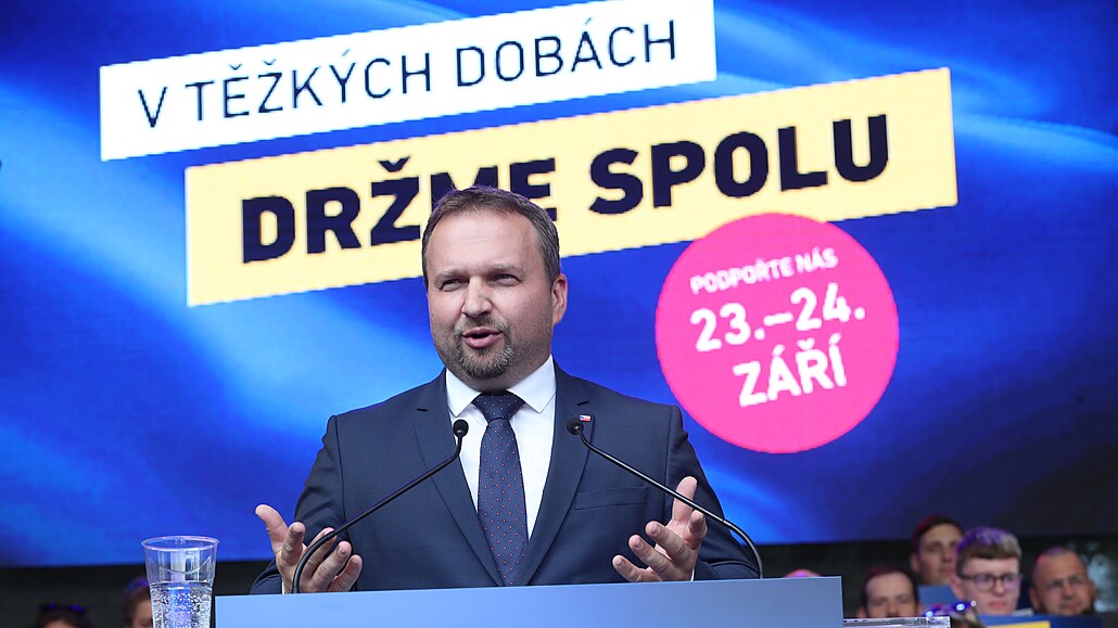 Pedseda lidovc Marian Jureka pi startu volební kampan koalice Spolu