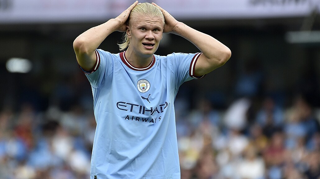 Erling Haaland z Manchesteru City v zápase proti Crystal Palace.