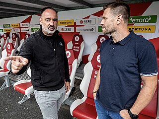 Jindřich Trpišovský (vlevo), který jako trenér přivedl fotbalisty Slavie ke...