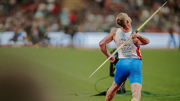 Jakub Vadlejch v akci ve finle na atletickm ME.