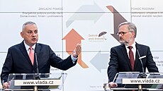 Premiér Petr Fiala a ministr průmyslu a obchodu Jozef Síkela na tiskové... | na serveru Lidovky.cz | aktuální zprávy