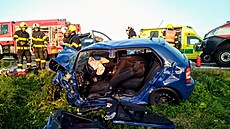 U nehody zasahovali profesionální hasii z eského Krumlova a dobrovolní z...