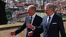 Premiér Petr Fiala se seel v Kramáov vile s kancléem Olafem Scholzem.