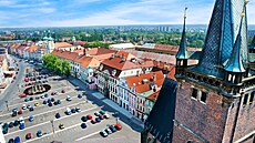 Pohled z Bílé v�e na Velké nám�stí v Hradci Králové
