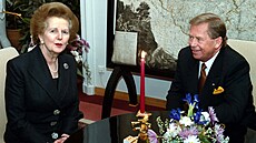 Prezident Václav Havel a bývalá britská premiérka Margaret Thatcherová na...