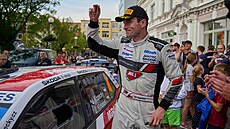 Jan Kopecký v cíli Barum Czech Rally 2022.