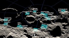 Místa u ji�ního pólu M�síce, která p�edb�n� vybrala NASA jako kandidáty na...