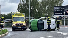 Dopravní nehoda dvou aut na Chodovci v Praze (21. srpna 2022)