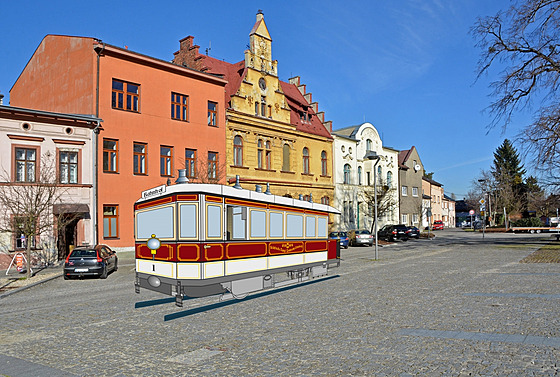 Vizualizace repliky tramvaje, kterou chce msto umístit na krátké koleje.