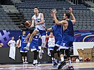 Momentka z tréninku reprezentace ped EuroBasketem v Praze