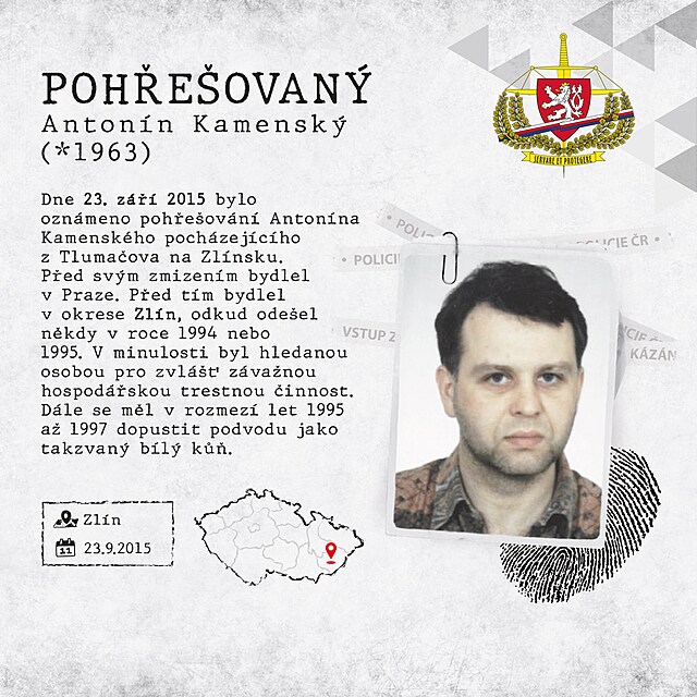 Od 23. z policie nespn poheuje Antonna Kamenskho. (31. srpna 2022)