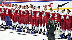 �eské hokejistky po výh�e nad �védskem.