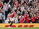 Marcus Rashford z Manchesteru United se raduje z gólu proti Arsenalu.