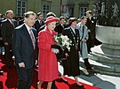 V roce 1996 navtívila královna Albta II. eskou republiku. Na snímku pi...