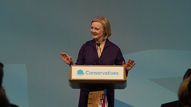 Liz Trussov hovo na setkn Konzervativn strany v Londn. (5. z 2022)