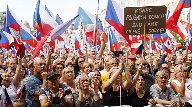 Na Vclavskm nmst se konala demonstrace esko na 1. mst. Selo se nkolik tisc lid. (3. z 2022)