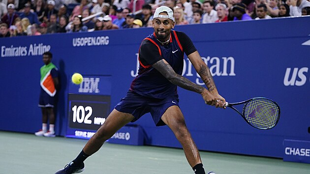 Nick Kyrgios v zpase druhho kola na US Open.