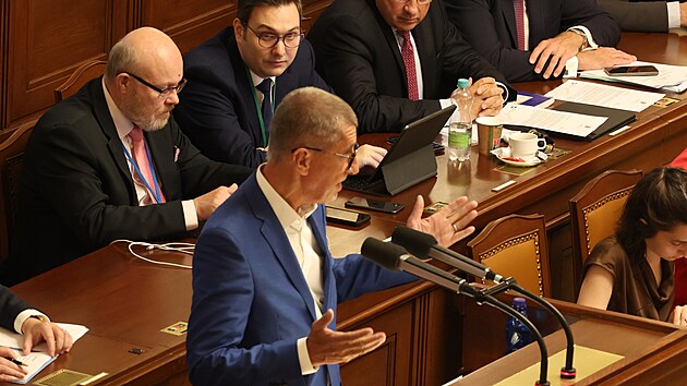 éf ANO Andrej Babi pi vystoupení ve Snmovn ped hlasováním o nedve...