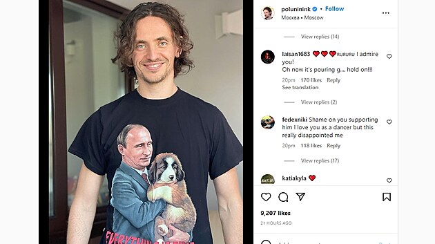 Sergej Polunin na Instagramu (z 2022)