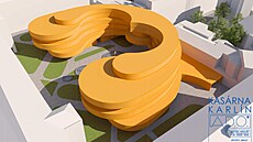 Kasárna Karlín podle architekt� sdru�ení A.D.O, uvnit� by byl ob�í lotosový...