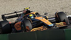 Lando Norris z McLarenu v tréninku na Velkou cenu Nizozemska F1.