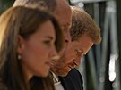 Princezna Kate, princ William a princ Harry (Windsor, 10. záí 2022)