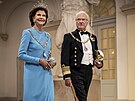 védská královna Silvia a král Carl XVI. Gustaf na galaveei u píleitosti...