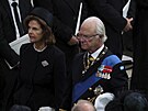 védská královna Silvia a král Carl XVI. Gustaf na pohbu britské královny...