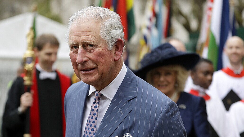 Princ Charles po bohoslub ve Westminsterském opatství (Londýn, 9. bezna 2020)