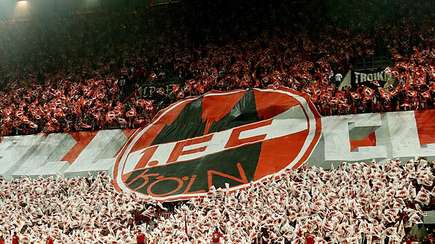Fanou�ci FC K�ln  b�hem utk�n� Konferen�n� ligy proti Slov�cku.