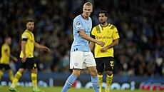 Erling Haaland z Manchesteru City v zápase proti Borussii Dortmund.