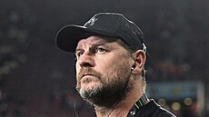 Trenér Steffen Baumgart z Kolína nad Rýnem p�ed utkáním Konferen�ní ligy proti...