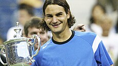 Roger Federer po výhe na US Open v roce 2004.