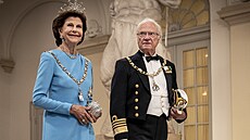 védská královna Silvia a král Carl XVI. Gustaf na galaveei u píleitosti...