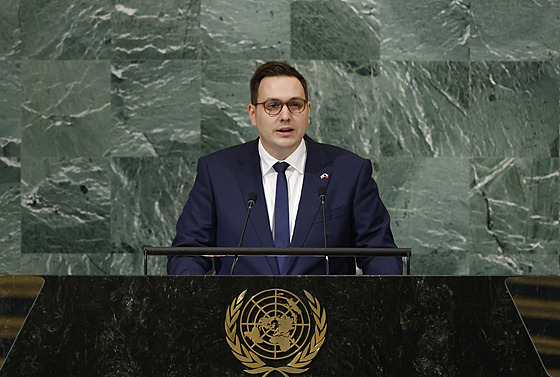Český ministr zahraničí Jan Lipavský při projevu ve Valném shromáždění OSN....