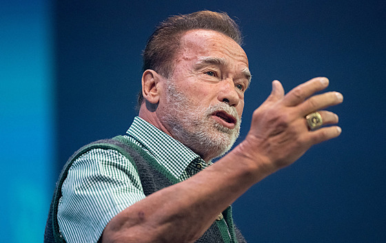 Arnold Schwarzenegger na veletrhu spolenosti Bits & Pretzels. (25. záí 2022)