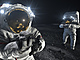Vizualizace astronaut programu Artemis na povrchu Msce