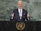 Americký prezident Joe Biden pi projevu na Valném shromádní OSN. (21. záí...